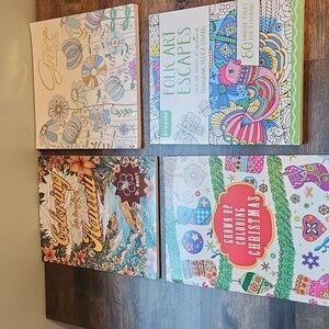 Lot of adult coloring, books, folk art, inspirational, Hawaii and Christmas.
